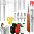 40 Pcs Big Eye Stainless Steel Hand Sewing Kit with Measuring Tape – Portable Needle and Thread Set with Thimbles & Threaders for Home, Travel & Emergency Repairs