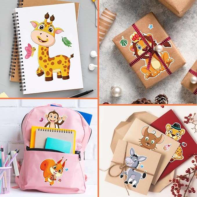 24 Sheets Animal Stickers for Kids Toddler, Jungle Animal Stickers Make-a-face Sticker Sheets Make Your Own Mix and Match Sticker for School Classroom Techer Reward Birthday Gift