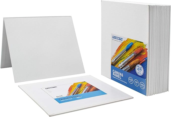 FIXSMITH Canvas Boards for Painting 8x10 Inch, Super Value 24 Pack Paint Canvases, White Blank Canvas Panels, 100% Cotton Primed, Painting Art Supplies