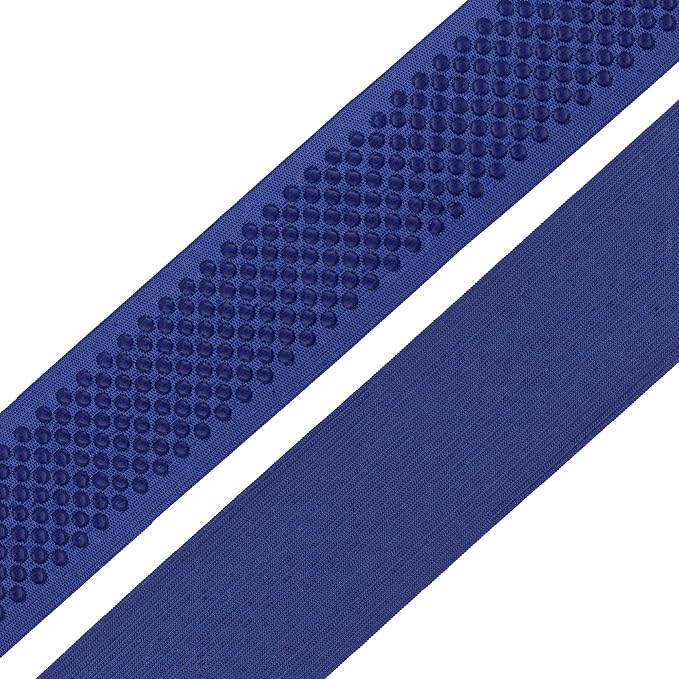 Mandala Crafts 3 Inch Elastic Silicone Gripper Tape for Clothing - 5 Yds Dotted Non Slip Elastic Band for Sewing - Navy Blue Silicone Flat Fabric Stretchy Ribbon Straps