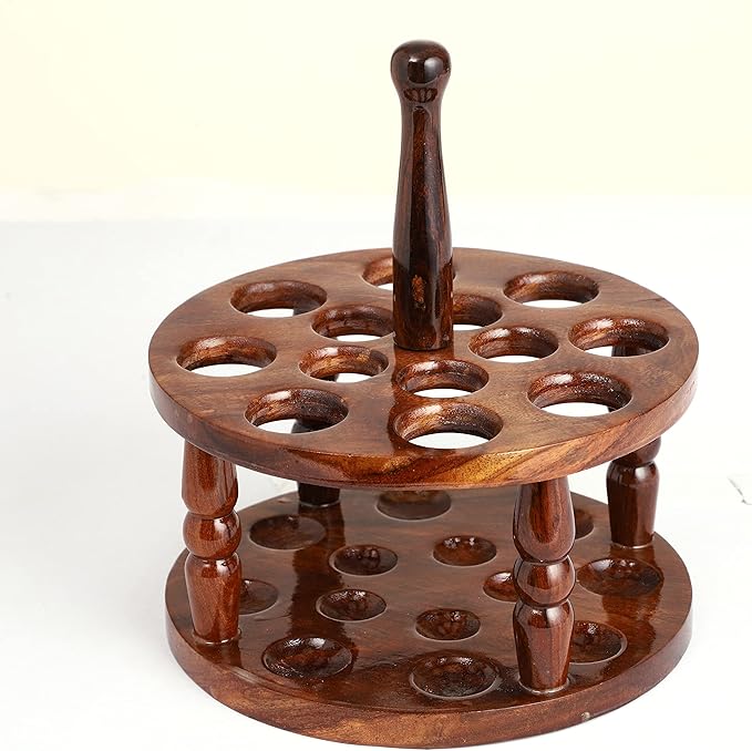 Brainmart Wooden Crochet Hooks Holder - 12 Holes Storage Organizer for Crochet Tools, Crochet Hooks Holder, Rosewood Knitting Needle Storage for Crocheters