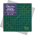 The Quilted Bear Rotating Cutting Mat 12" x 12" - Locking & Rotating Self Healing Cutting Board for Sewing, Fabric & Effortless Quilting - 360 Degree Sewing Supplies Mat for Craft Table (Green)