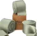 Ribbli Dusty Sage Green Silk Satin Ribbon 1.5 Inch x 30 Yard Handmade Frayed Chiffon Dusty Sage Ribbon for Gift Wrapping Wedding Invitations Bridal Bouquets Home Decor