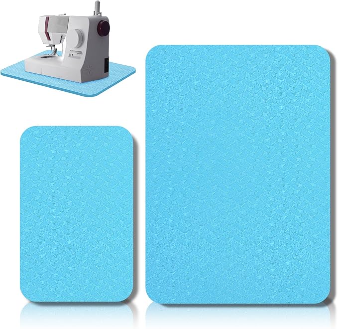 2 Pcs Sewing Machine Muffling Mat Pedal Sewing Mat Reduce Vibrations Noise No Slip Machine Accessories for Quilting (15'' X 20'' and 9'' X 14'',Sky Blue)