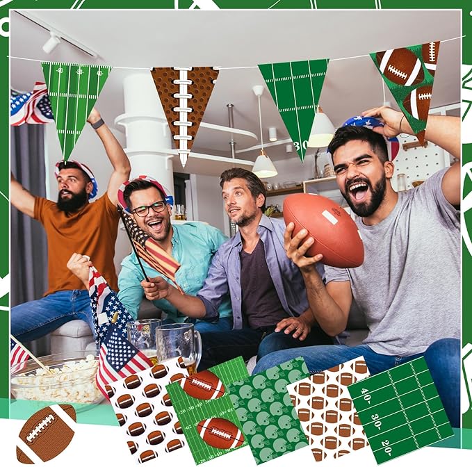 Ganeen 100 Pcs Football Quilting Fabric Roll 2.56 Inch Fabric Squares Jelly Patchwork Precut Strips Bundles for Holiday Materials Craft DIY Sewing Cloths