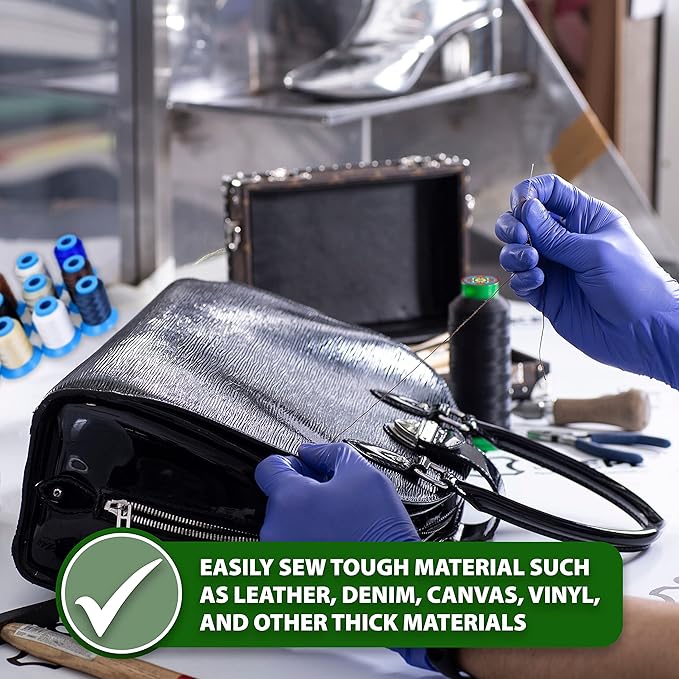 Mandala Crafts Size 46 210D T45 Bonded Nylon Thread - Black 2843 YDs Tex 45 Heavy Duty Sewing Threads for Leather, Jeans, Weaving, Outdoor Marine Upholstery