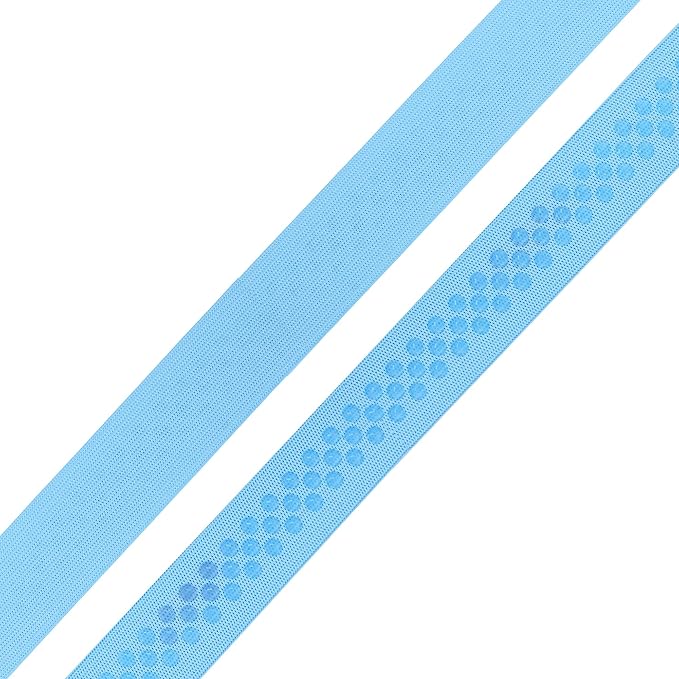 Mandala Crafts 1 Inch Elastic Silicone Gripper Tape for Clothing - 10 Yds Dotted Non Slip Elastic Band for Sewing - Light Blue Silicone Flat Fabric Stretchy Ribbon Straps