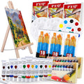 ESRICH Acrylic Paint Set,Painting Supplies with 2 PCS of 12 Colors Acrylic Paint,1 Easel 3 Canvas 30 Paintbrushes and 3 Palettes, Paint Kit for Kids,Students, Artists and Beginner