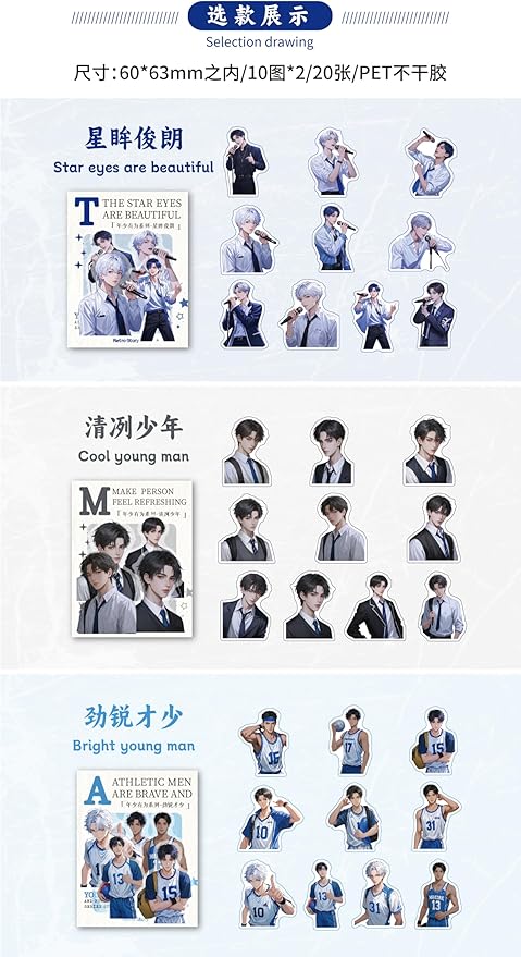 Alideco 120pcs Scrapbook Stickers Vintage Fashionable Youthful boy Scrapbooking Junk Journal Crafts Embelishment Decoration Stickers (nianshaoyouwei)