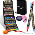 60 Colors Acrylic Paint Markers,Dual Tip Acrylic Paint Pens Paint Markers,Includes 12 Metallic Brush Tip Fine Tip Acrylic Paint Markers For Rock Painting,Plastic,Canvas And Diy Crafts Art Supplies