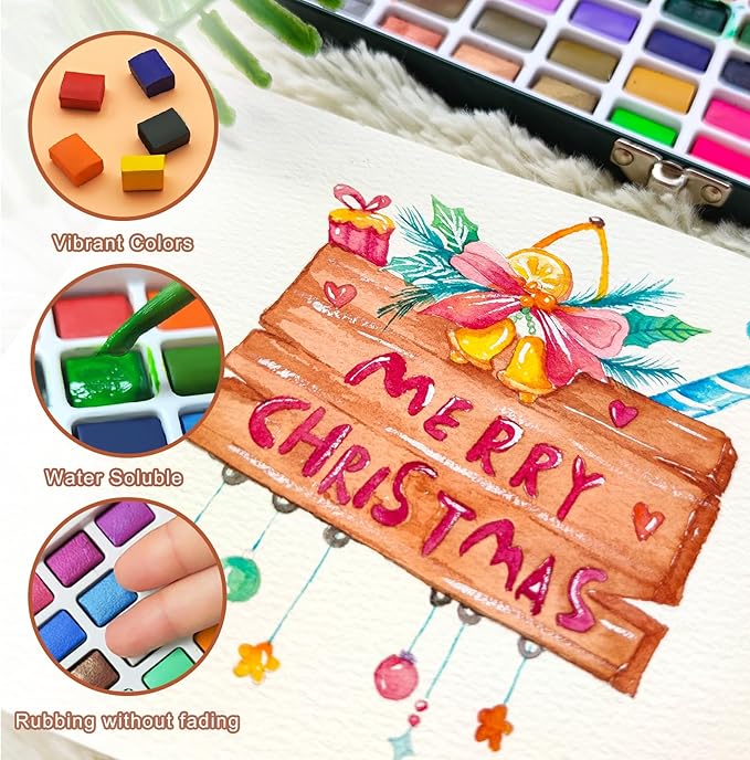 Artecho Watercolor Paint Set 128 Colors, Water Colors Paint Adult Set with Watercolor Papers and Brushes, Perfect Watercolor Kit for Beginners & Professionals