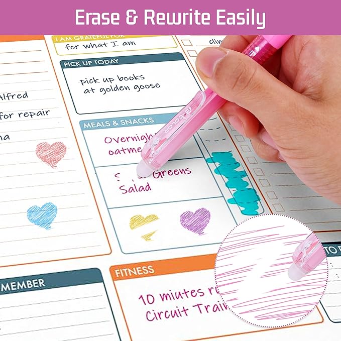 Erasable Gel Pens, 12 Colors Retractable Fine Point Erasable Pens Clicker, Assorted Color Inks, Make Mistakes Disappear for School Office Home, Drawing Writing Planner, Coloring