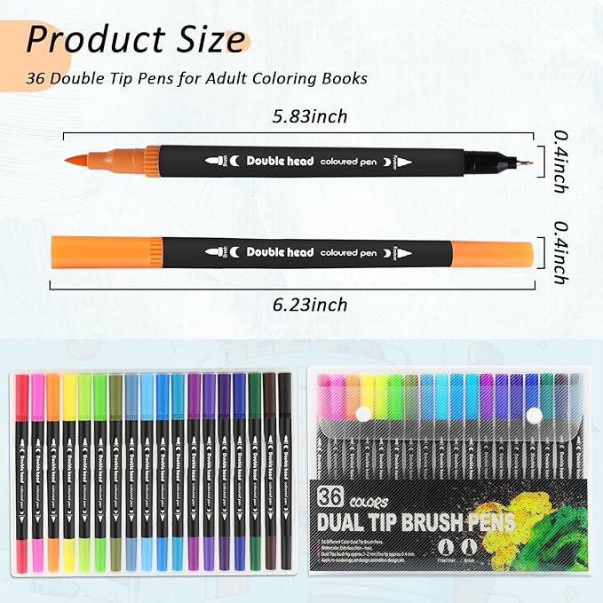 Adult Coloring Book, Mindfulness Adult Coloring Book for Women Relaxation Spiral Bound with 36 Colors Markers, Dual Tip (Brush and Fine Point), Gift for Women to Relax Anxiety