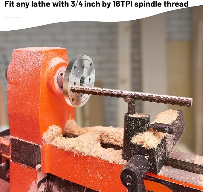 4" Steel Wood Lathe Faceplate,Faceplate for Wood Lathe,Lathe Face Plate Fit for 3/4" x 16TPI Spindle without Screwchuck