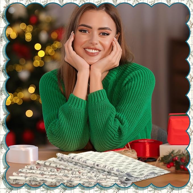 60 Pcs 10 x 10 Inch Boho Christmas Quilting Fabric Woodland Christmas Fat Squares Patchwork Precut Neutral Beige Fabric Bundles for Xmas Winter Quilting Crafting DIY Craft Sewing