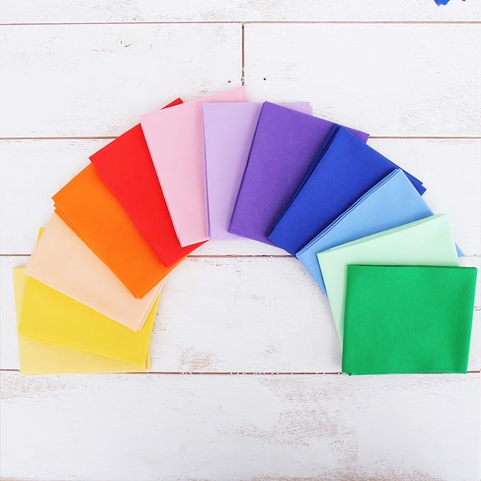 Threadart 12 Fat Quarter Bundle - Rainbow and Pastel Solids 100% Cotton Fabric - Premium 100% Cotton Quilting Fabric - No Duplicates - Full Size Fat Quarters 18"x21"