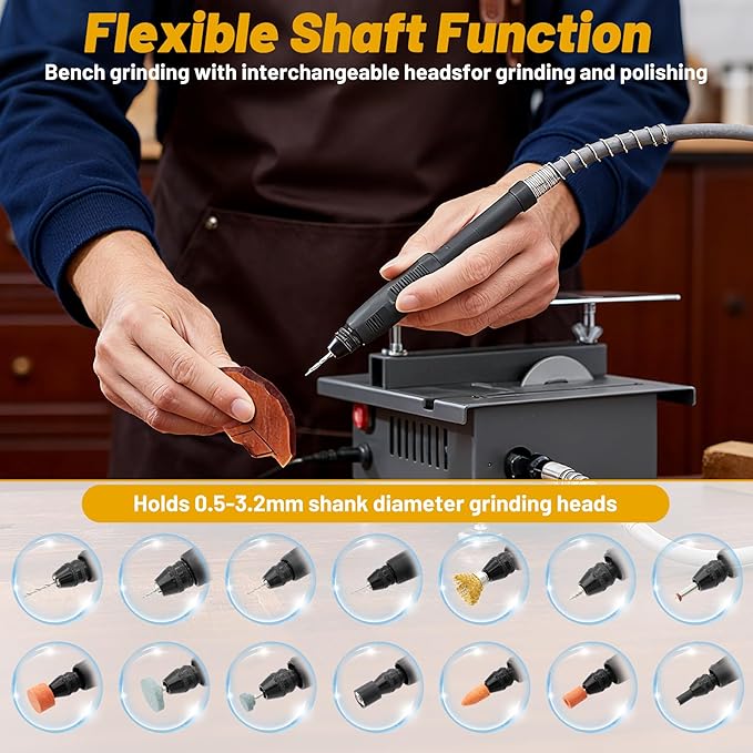 Mini Table Saw, Mini Multi Functional Table Saw for Crafts, 7-Speed Adjustable Portable Desktop Saw with Height & Angle Control, Cutting/Polishing/Engraving/Drilling for Woodworking, Plastic & Acrylic