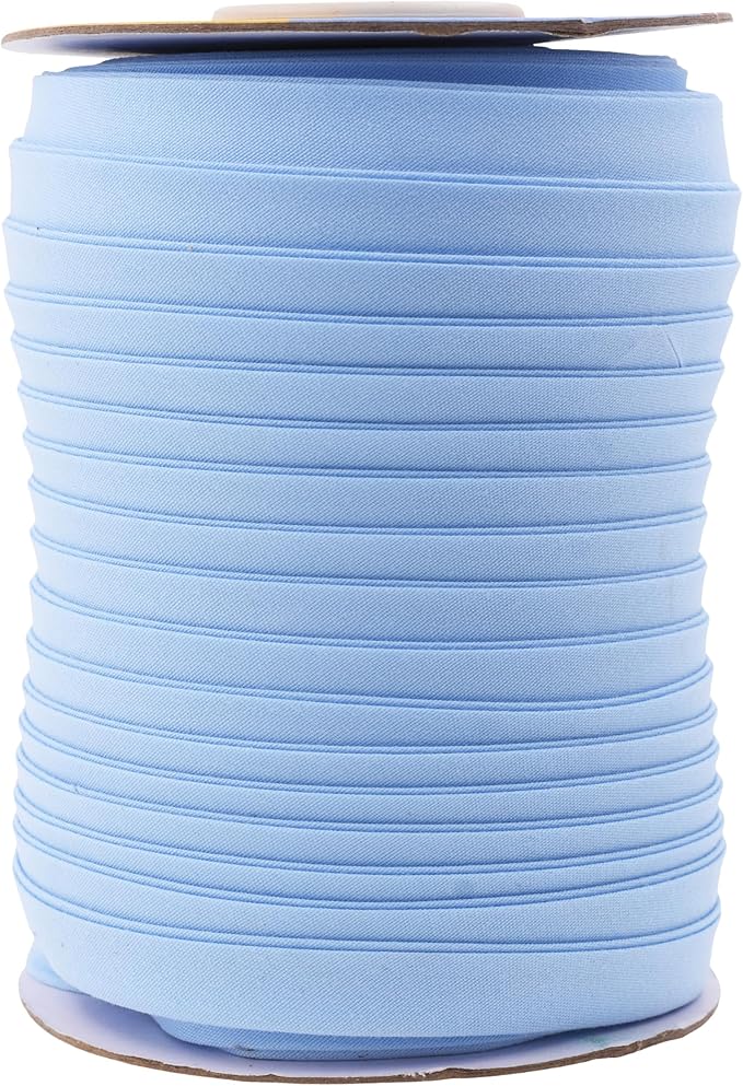 Mandala Crafts 55 Yards 1/2 Inch Light Blue Double Fold Bias Tape for Sewing - Bias Binding Tape for Quilting Binding, Hemming, Seam, and Fabric Piping