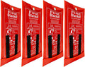 FLASLD 4 Pack Fire Blanket for Home and Kitchen, 40x40 Inch Fiberglass Fire Blankets Emergency for People, Fire Suppression Blankets for School Fireplace Grill Car Office Garage Welding Warehouse