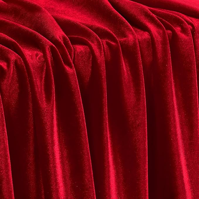 KKJIAF Red Stretch Velvet Fabric 60 Inch Wide, 2 Yard Soft Stretchy Fabric for Sewing Clothes, Apparel, Costume, Crafts - 90% Polyester 10% Spandex