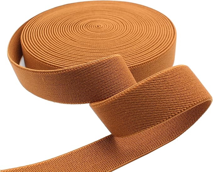 Dortrue 1 Inch 10 Yard Coffee Sewing Elastic Band Heavy Stretch High Elasticity Elastic Spool for Sewing Pants Waistband, Straps, Craft DIY Projects