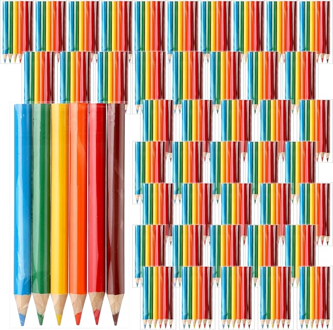 Cholemy Mini Colored Pencils 3.5 Inch Portable Short Color Pencil Bulk Coloring Pencils Pre Sharpened Drawing Colored Pencil for Painting Gift 6 Color