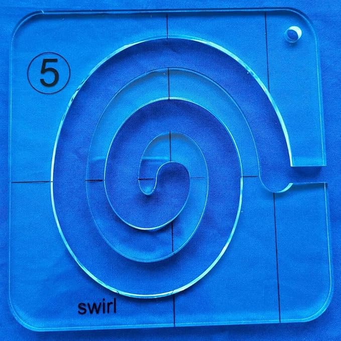 Free Motion Quilting Template Q5 Series for Domestic Sewing Machine Rulers (Swirl)