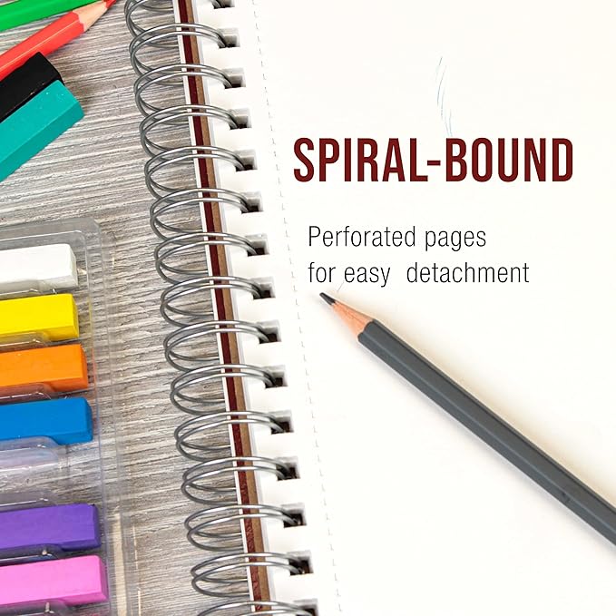 U.S. Art Supply 9"x12" Sketch Book Pad, 2 Pack (100 Sheets Each), 60lb (100gsm) Spiral Bound - Sketching, Drawing Pad, Acid-Free Paper - Sketch Pads for Adults, Students: Colored Pencils, Charcoal