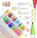 Glitter Markers Outline Pens, Christmas Stocking Stuffers 4-16 Year Old, 28 Pack Gold and Silver Shimmer Metallic Marker Arts Crafts Supplies for Kids Ages 6 to 8, 9-12 Birthday Gifts for Tweens
