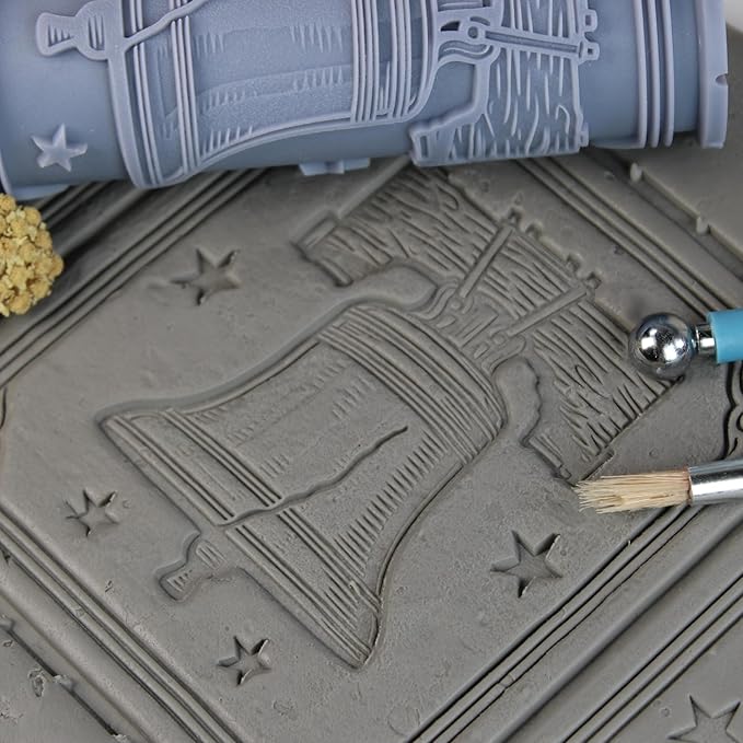 Liberty Bell Clay Texture Roller (4") - America Set #01 - Embossing Pattern Roller for Polymer & Ceramic Clay, Pottery & Crafts