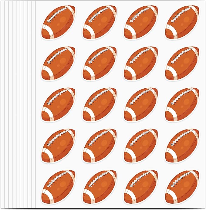 600 PCS Football Stickers for Kids, Football Sticker Rugby Stickers Sports Ball Themed Decals for Crafts Scrapbooks Envelopes Gifts Classroom Teacher Birthday Party Decor, 1.5 Inch
