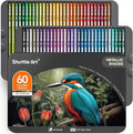 Shuttle Art 60 Metallic Colored Pencils, Colored Pencils for Adult Coloring, Soft Core Coloring Pencil in Gift Tin Box, Drawing Pencil for Kids Adults Beginners Artists Drawing Sketching