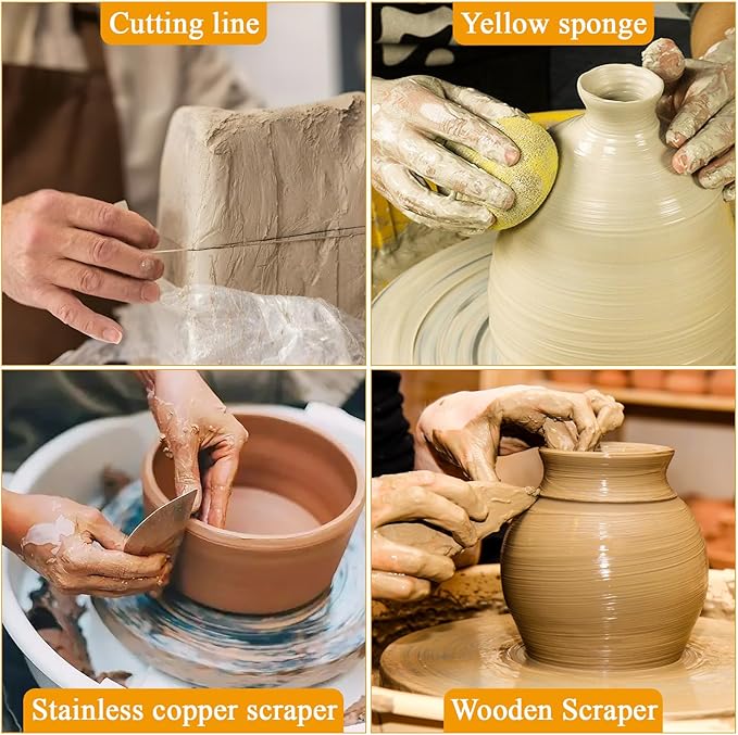 Supkiir 80Pcs Pottery Tool Kit 10Pack Clay Sculpting Tool Set, Includes Ceramic Cutting Modeling Trimming Carving Smoothing Kit Tools with Wooden Handle for Beginners Artist Carving Shaping