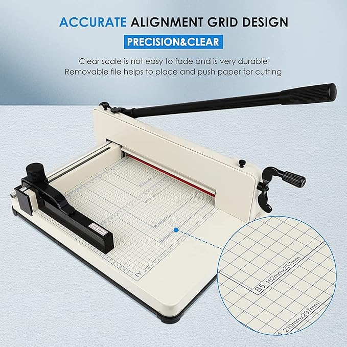 FAHKNS 12" Heavy Duty Guillotine Trimmer Paper Cutter,Cortadora de Papel 400 Sheets Paper Trimmer with Double Safety Protection Durable HSS Blade for Cutting Paper