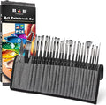 25PCS H&B Paint Brush Set, Travel Watercolor Acrylic Painting Brushes with Canvas Roll & Palette Knife, Professional Artist Brush Kit for Oil, Acrylic Canvas Paintings(Black)