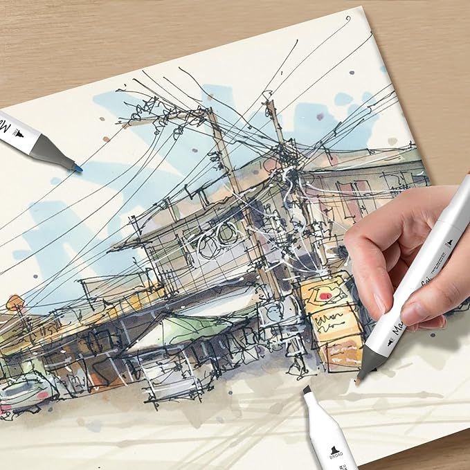 wyewye Alcohol Markers, 168 Colors Dual Tip Permanent Art Marker Set for Artists, Coloring Painting Supplies Sketch Drawing Pens for Adults, Holiday Present for Boys Girls Students (White)