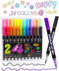 RIANCY Outline Metallic Markers Super Squiggles Markers 24 Colors Self Double Line Pen Outline Shimmer Pens for Art Drawing Christmas Greeting Cards Scrapbook Crafts Ceramic Glass Christmas Decor