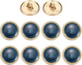 MECCANIXITY Metal Vintage Gold Button 15mm Round Metal Sewing Button Alloy Shank Replacement for Women's Suit Woolen Coat Shirt Dress Sewing Dark Blue Pack of 10