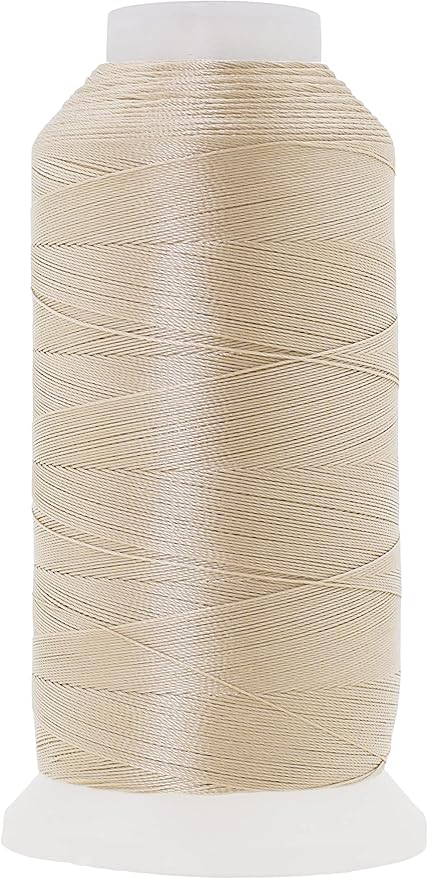 Mandala Crafts Cream Heavy Duty Thread - 1500 Yds Tex 70 Bonded Polyester Threads for Sewing Drapery, Jeans, Leather, Hair, Outdoor Marine Upholstery