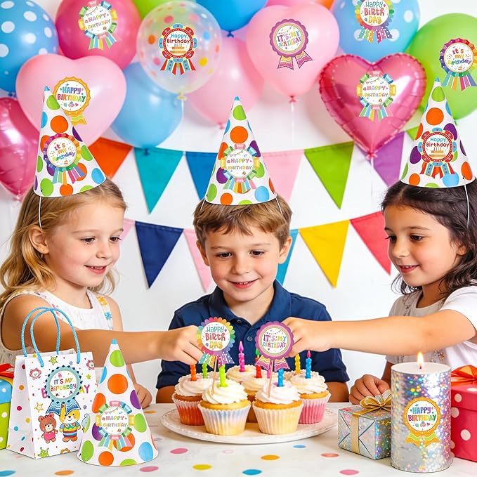 240 Pcs Happy Birthday Badge Stickers, It's My Birthday Stickers for Kid Home Classroom Party Decoration (2.8×3.7 inch)