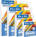 FIXSMITH Canvas Boards for Painting, Multi Pack- 4x4,6x6,8x8,10x10 (8 of Each),32 Pack,100% Cotton Primed Canvas Panels for Acrylic, Oil, Art Supplies for Kids, Adults, Beginners