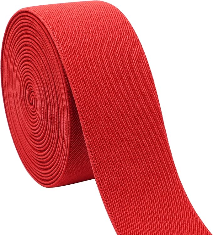 Dortrue 2 Inch 5 Yards Red Sewing Elastic Band Heavy Stretch High Elasticity Elastic Spool for Sewing Pants Waistband, Straps, Craft DIY Projects