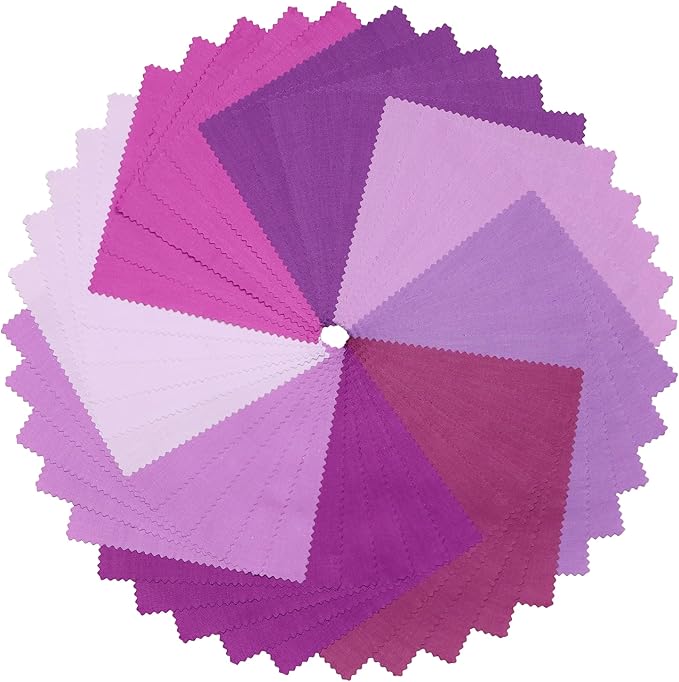 40 Pcs Solid Purple Charm Packs for Quilting 5 inch - Charm Squares for Quilting 5x5-100% Cotton Solids Fabric Quilt Squares 5x5 for Sewing, Patchwork, and DIY Crafts