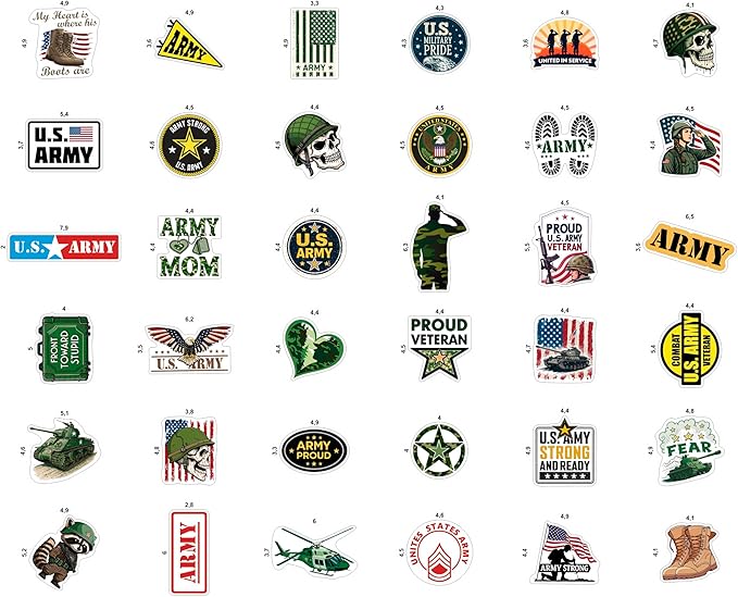 100Pcs Funny Army Stickers and Decals, Military Stickers for Laptop, Water Bottle - Army Gifts, Military Party Supplies - Gift for Women & Men