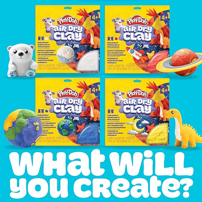 Play-Doh Air Dry Clay, 5 oz. Blue Clay Bag, Art Supplies, Craft Supplies, Clay Tools & Kit, ModelingClay for Kids, Air Dry Clay Kit, Arts & Crafts for Adult and Kids