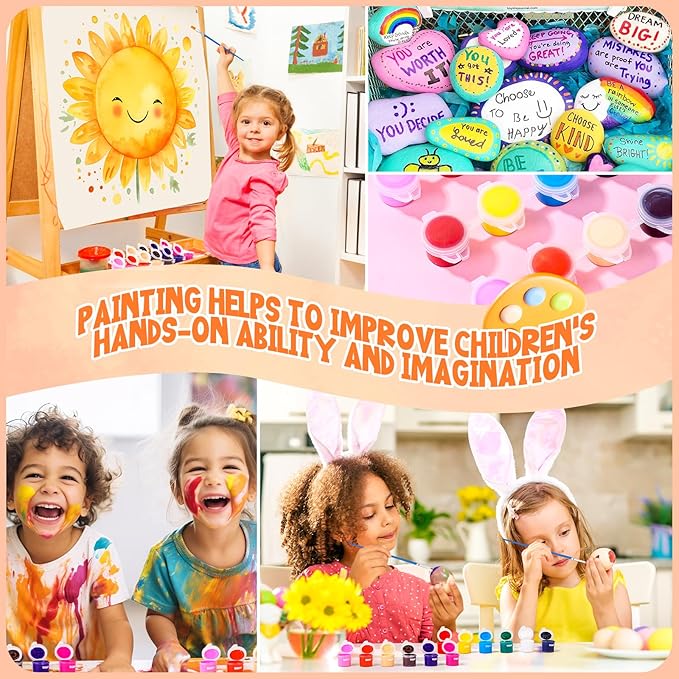 12 Pack 168 Pcs Mini Acrylic Paint Set with Brushes for Kids Adults Craft Paints, 12 Colors Washable Acrylic Paint Strips for Home Classroom Birthday Party DIY Favors