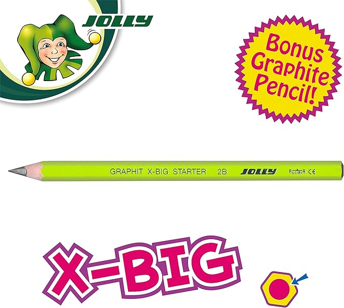 Jolly X-Big Jumbo Colored Pencils Perfect for Special Needs Art Therapy and Early Learners; 24 Multicolor Pencils With 6 Neon Highlighter Pencils; Set of 30