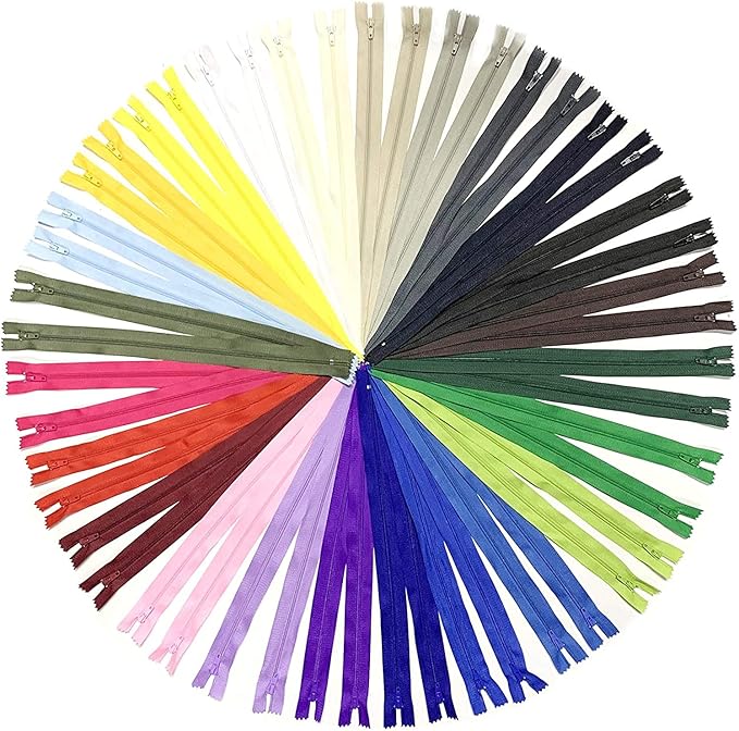 Zippers for Sewing, DOITEM 48 pcs 45cm/18 Inch Multicolor Nylon Coil Zippers for Sewing and Crafts 24 Colors