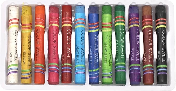 Color Swell Bulk 18 Packs - 12 Oil Pastels per Pack (216 Total) with Round Tips