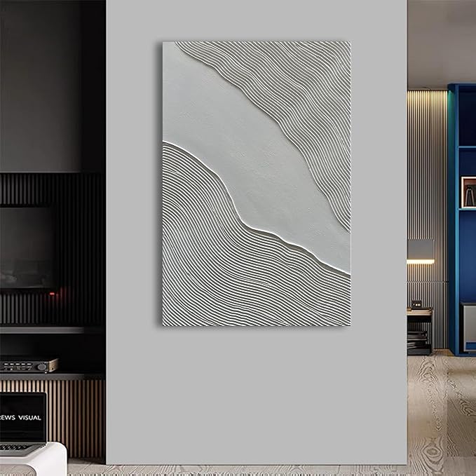 NANKAI Art Hand-Painted Modern Minimalist Abstract Art White Texture Oil Painting Large Home Wall Art Deco Oil Painting 45x30 inches